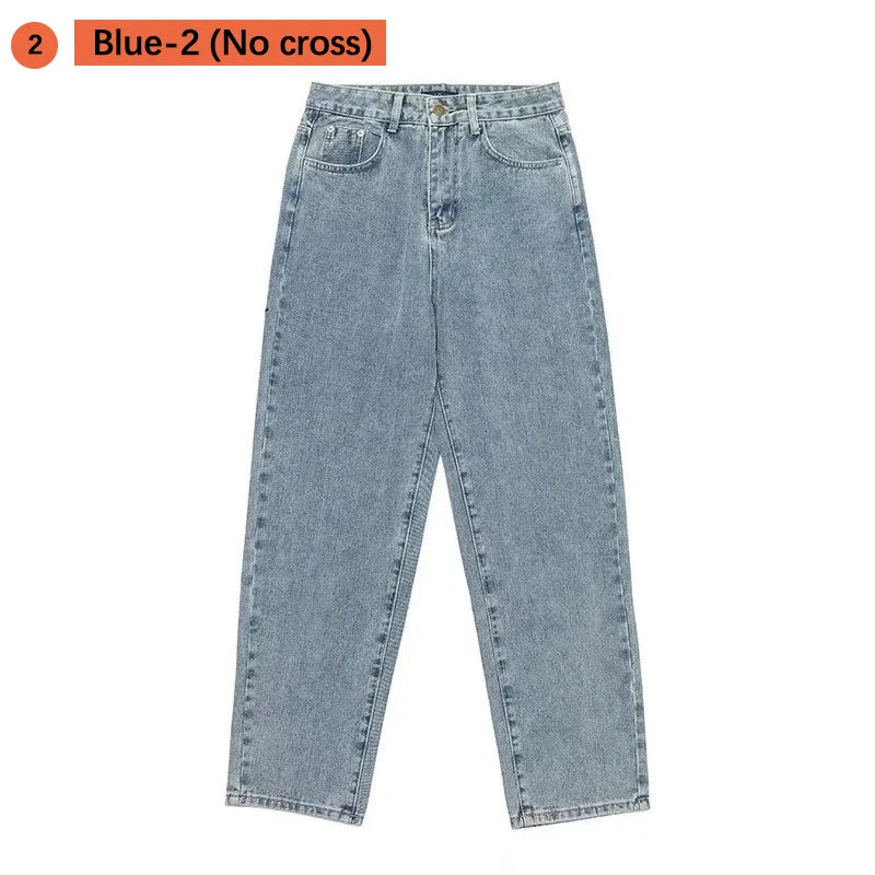 Light blue jeans on a white background with 'Blue-2 (No cross)' text above.