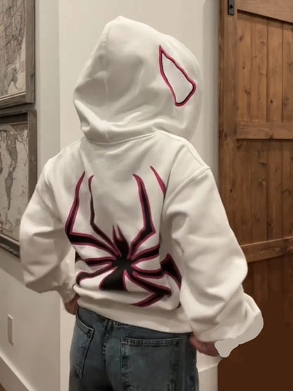 Y2K Spider Graphic Zip Hoodie
