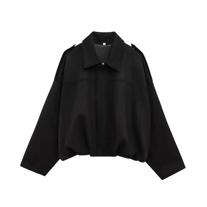 Women Oversized Suede Bomber Jacket