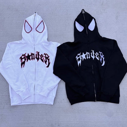 Y2K Spider Graphic Zip Hoodie