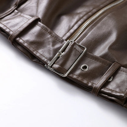 Vintage PU Leather Bomber Jacket