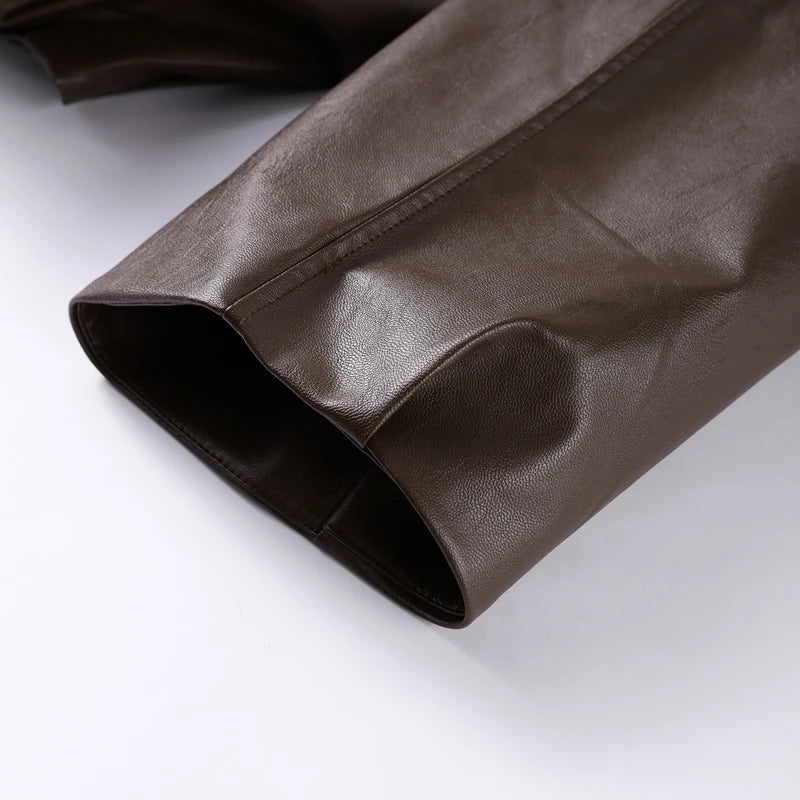 Vintage PU Leather Bomber Jacket