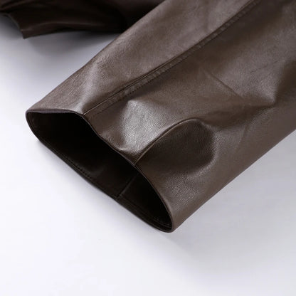 Vintage PU Leather Bomber Jacket