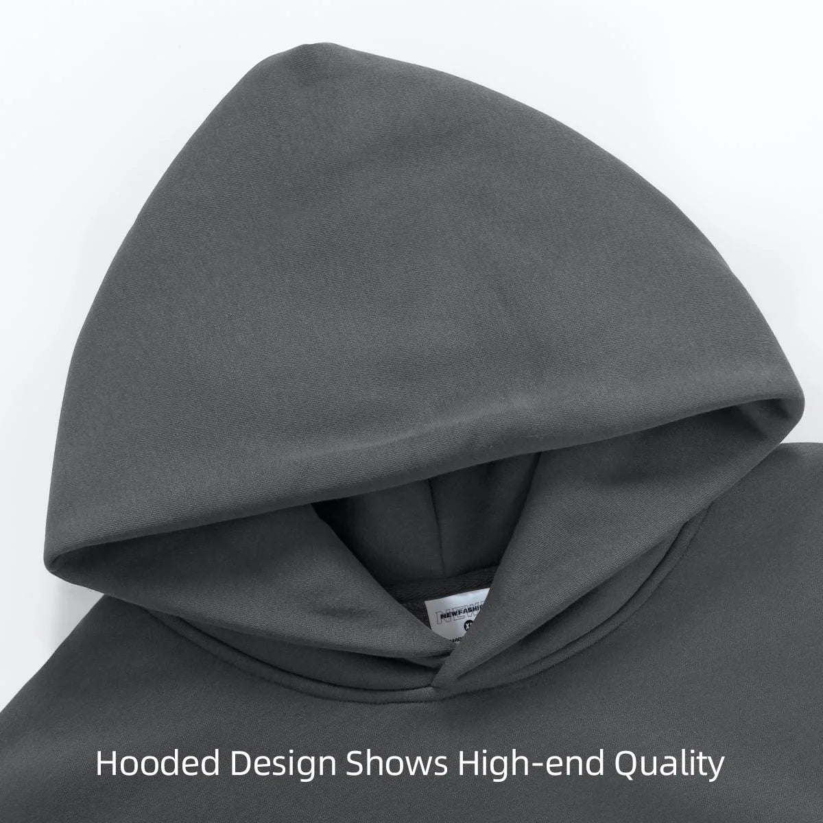 Gray hoodie with a hood on a white background