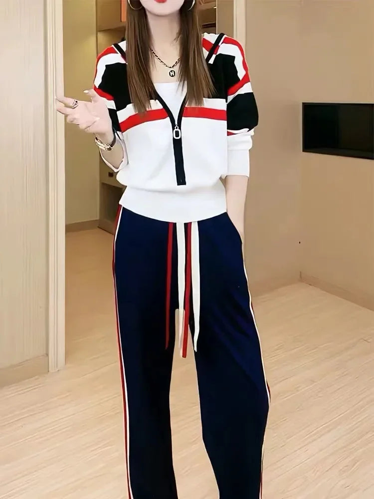 Women Hooded Two Piece Tracksuit Set