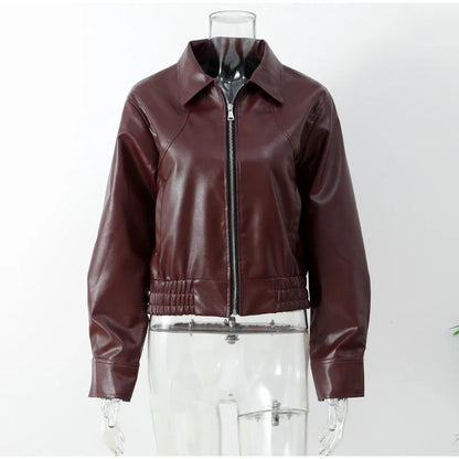 Vintage Burgundy Leather Bomber Jacket