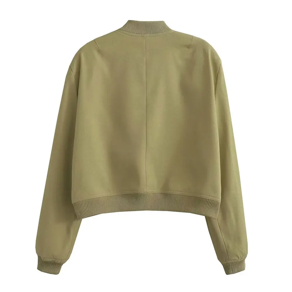 Vintage Women Button Bomber Jacket