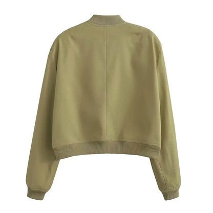 Vintage Women Button Bomber Jacket