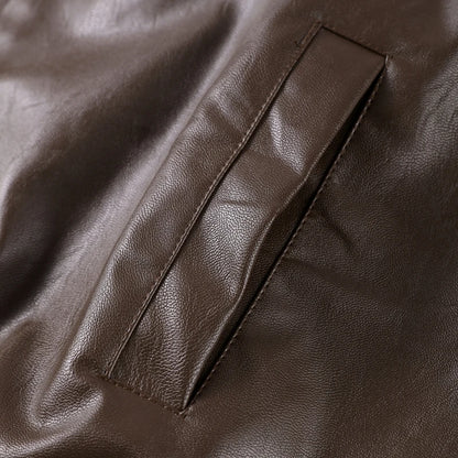 Vintage PU Leather Bomber Jacket