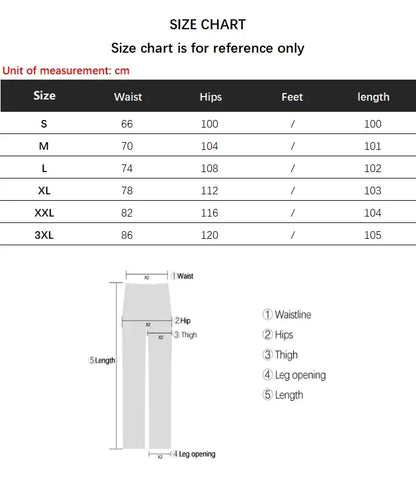 Size chart for clothing measurements in centimeters with a diagram of body parts.