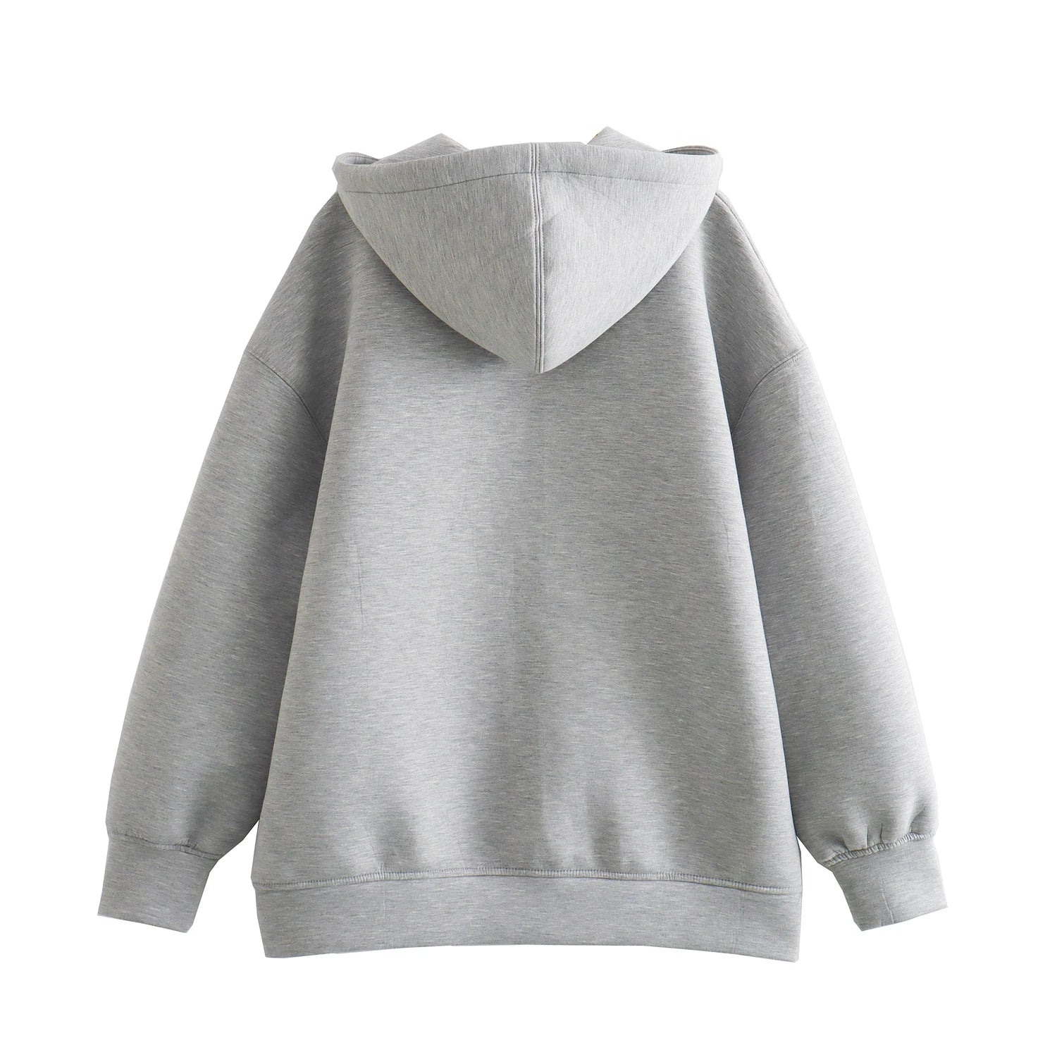 Gray hoodie with a hood on a white background