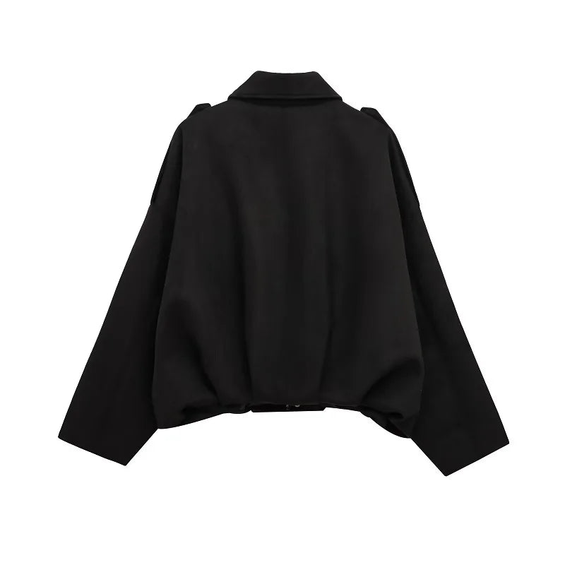Women Oversized Suede Bomber Jacket