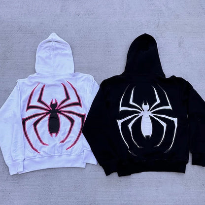 Y2K Spider Graphic Zip Hoodie